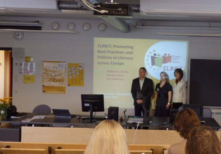 Euroopa lugemispoliitika kujundamise võrgustiku ELINET etteaste Turu konverentsil. Foto: erakogu.