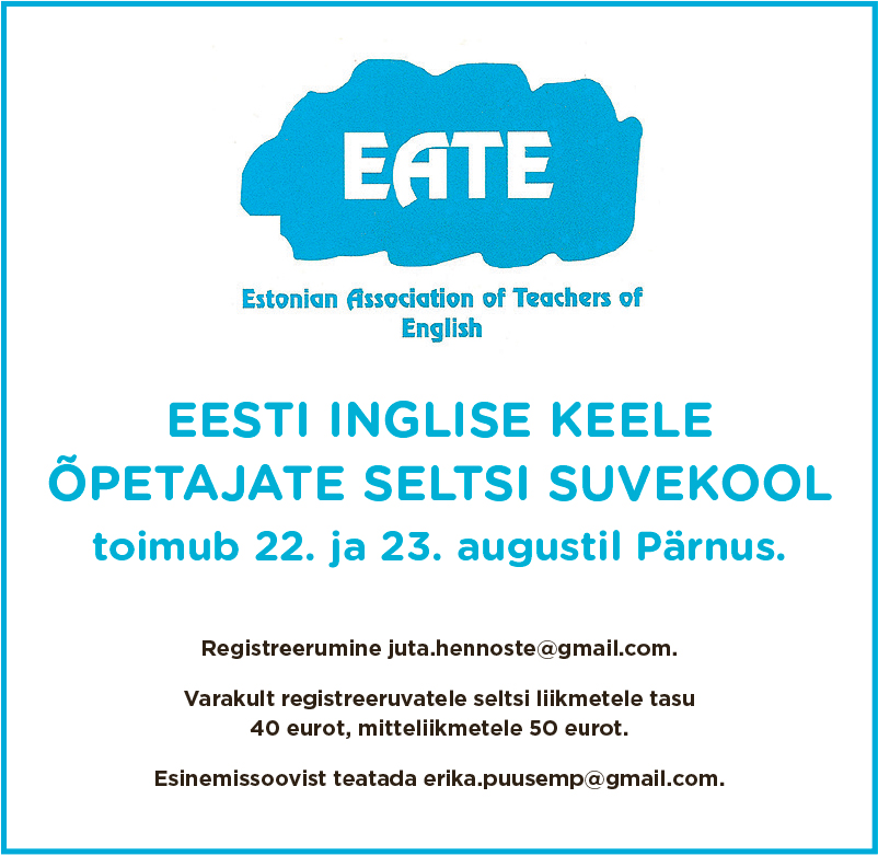 Eesti inglise keele õpetajate selts  ootab uusi liikmeid