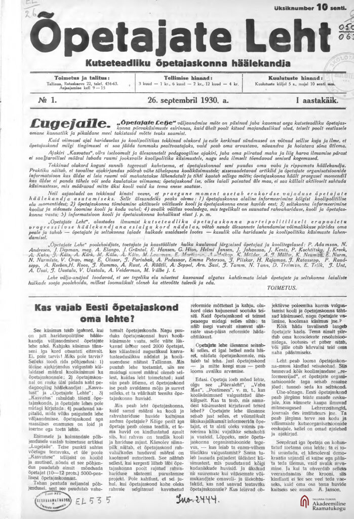 88 aastat õpetajate oma lehte