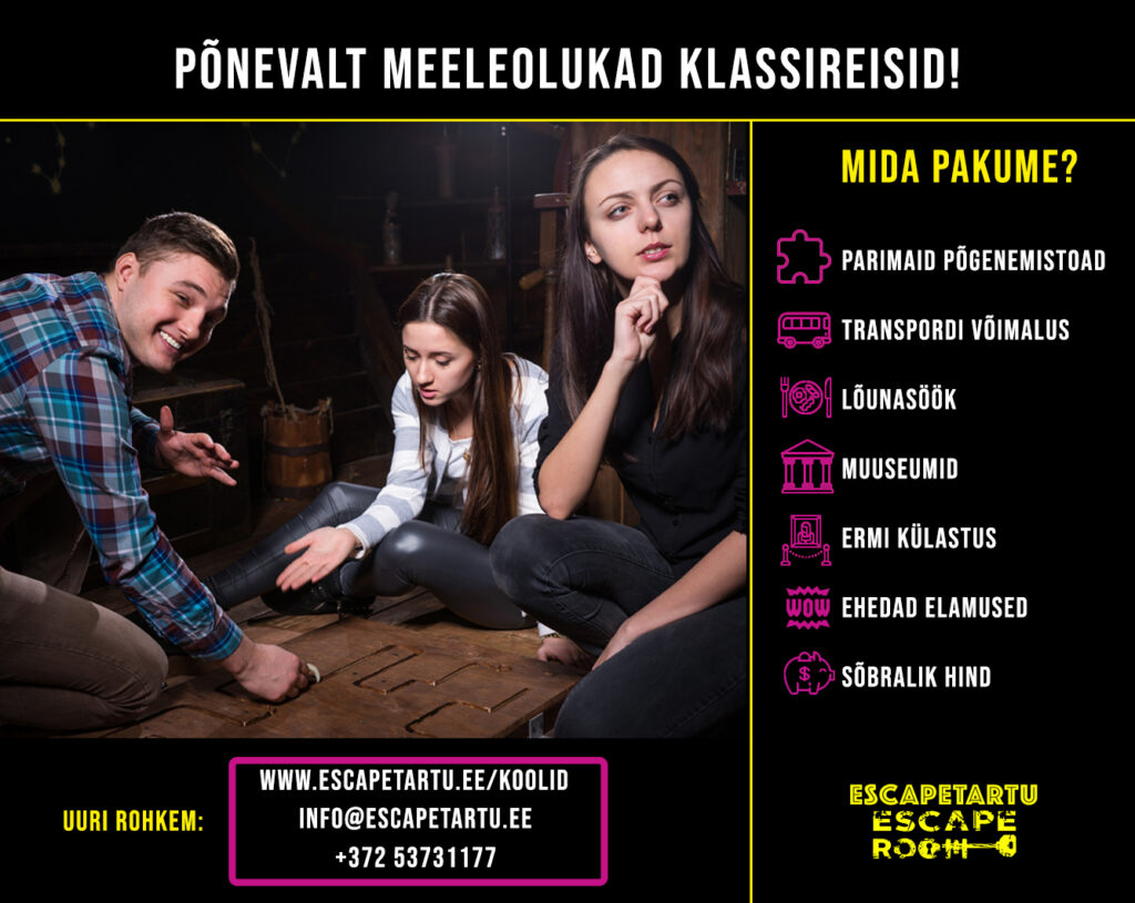EscapeTartu –  meeleolukad ja põnevad klassireisid!