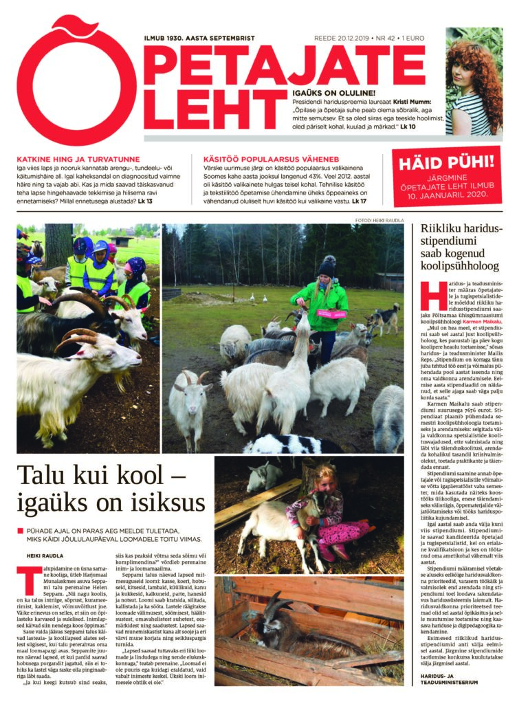 ﻿Õpetajate Leht 20. detsembril