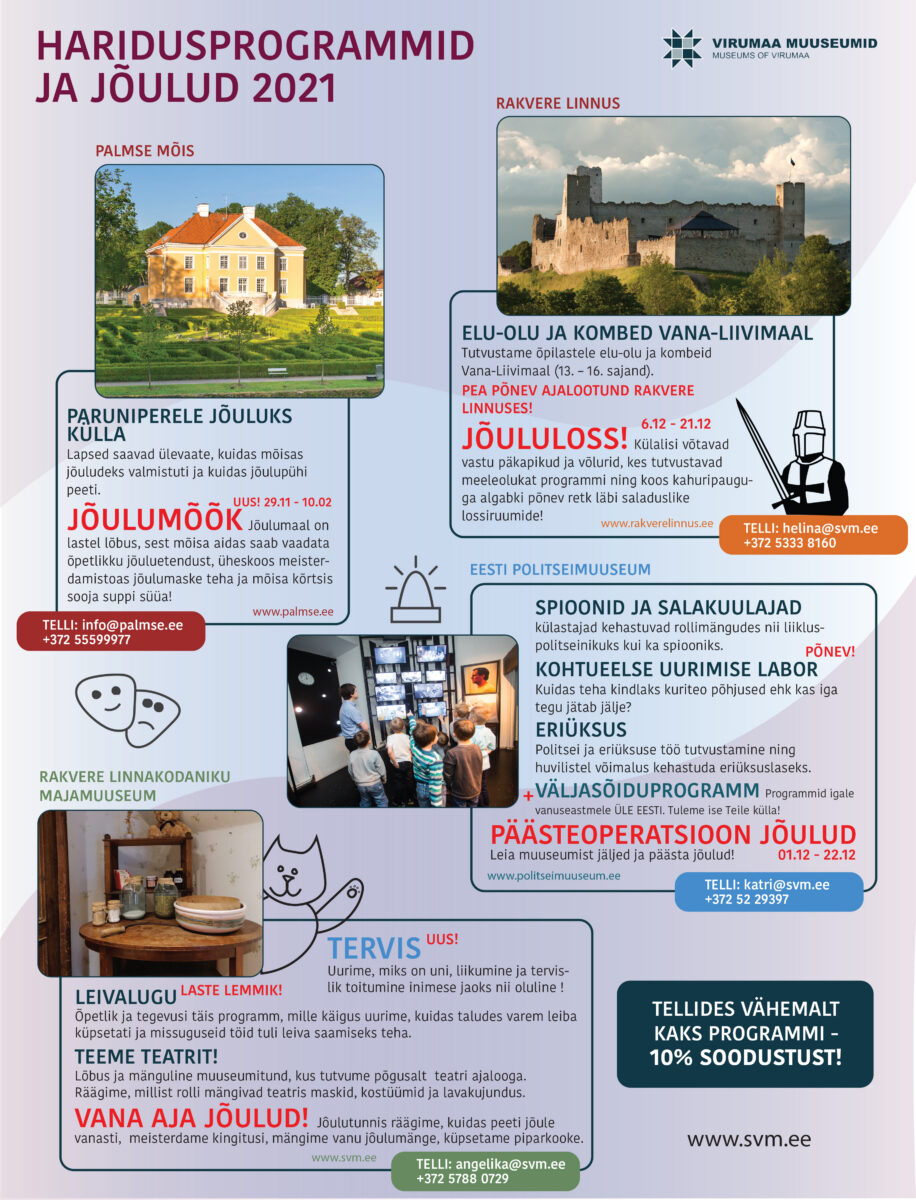 Virumaa muuseumide haridusprogrammid ja jõulud 2021. aastal