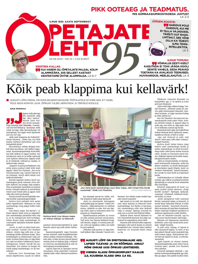 Õpetajate Leht 26. augustil