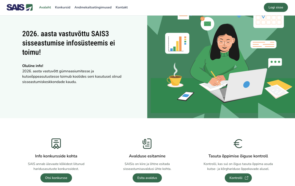 UUS 2026 ⟩ Noortel ja koolidel on tänavu vastuvõtuks varsemast rohkem aega